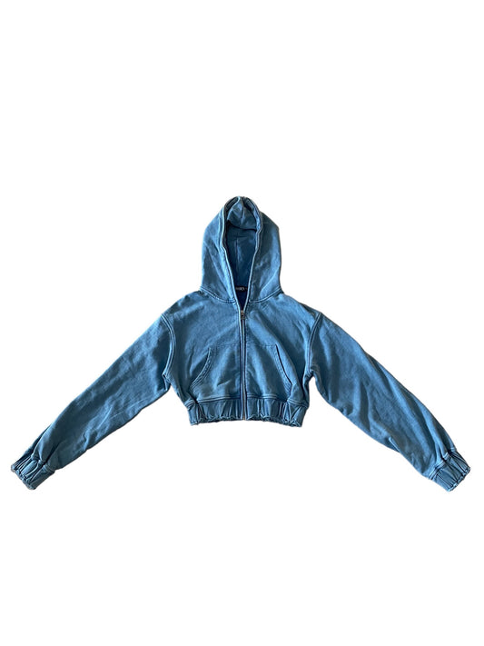 Washed blue cropped hoodie